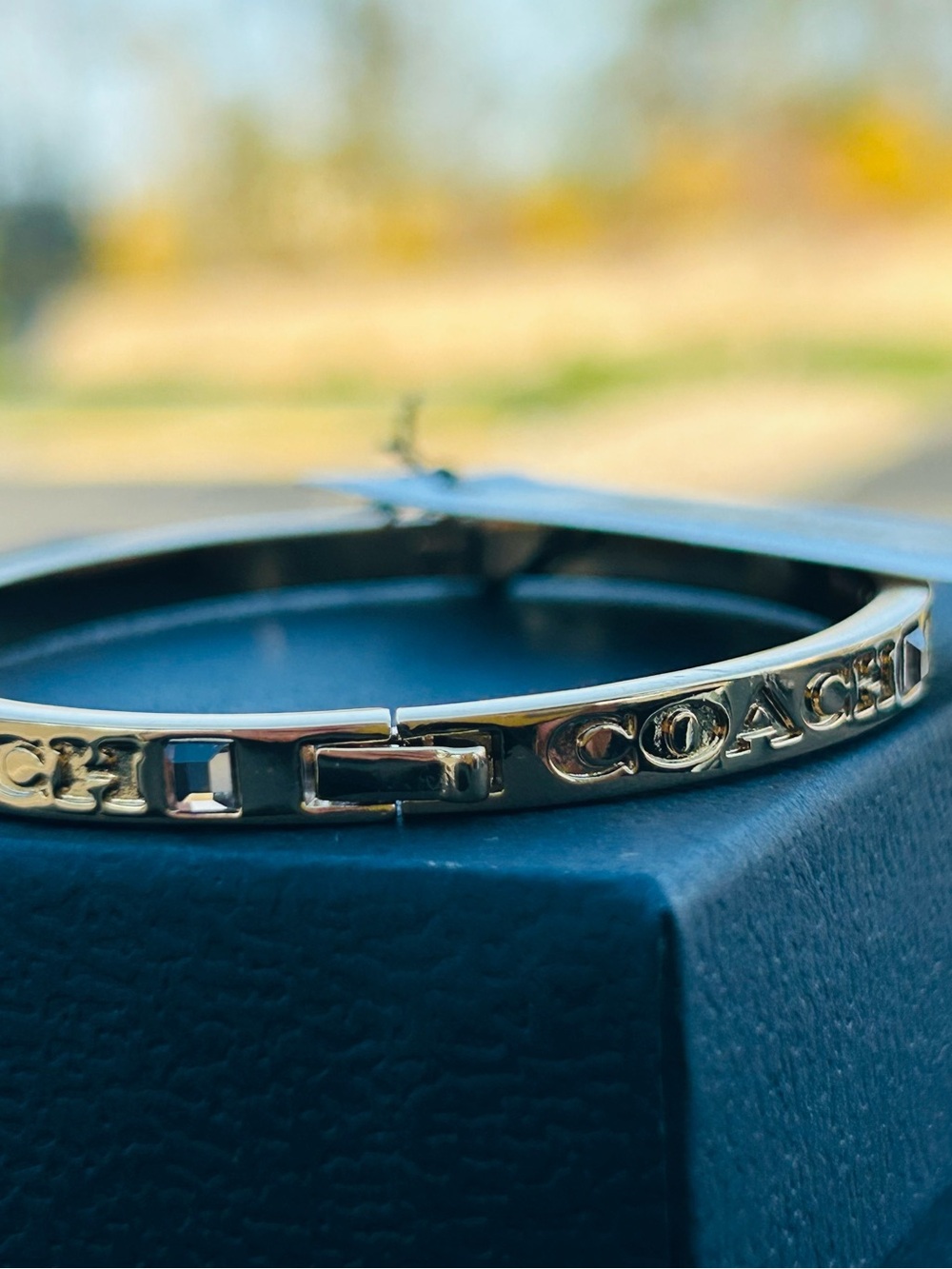 Genuine Coach Gold-Tone Logo Bangle Bracelet - Picture 8 of 14